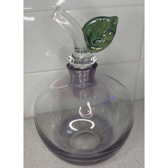 Poland Studio Nova Art Glass Purple Apple Carafe Decanter & Stopper w Label 8" - Picture 2 of 12